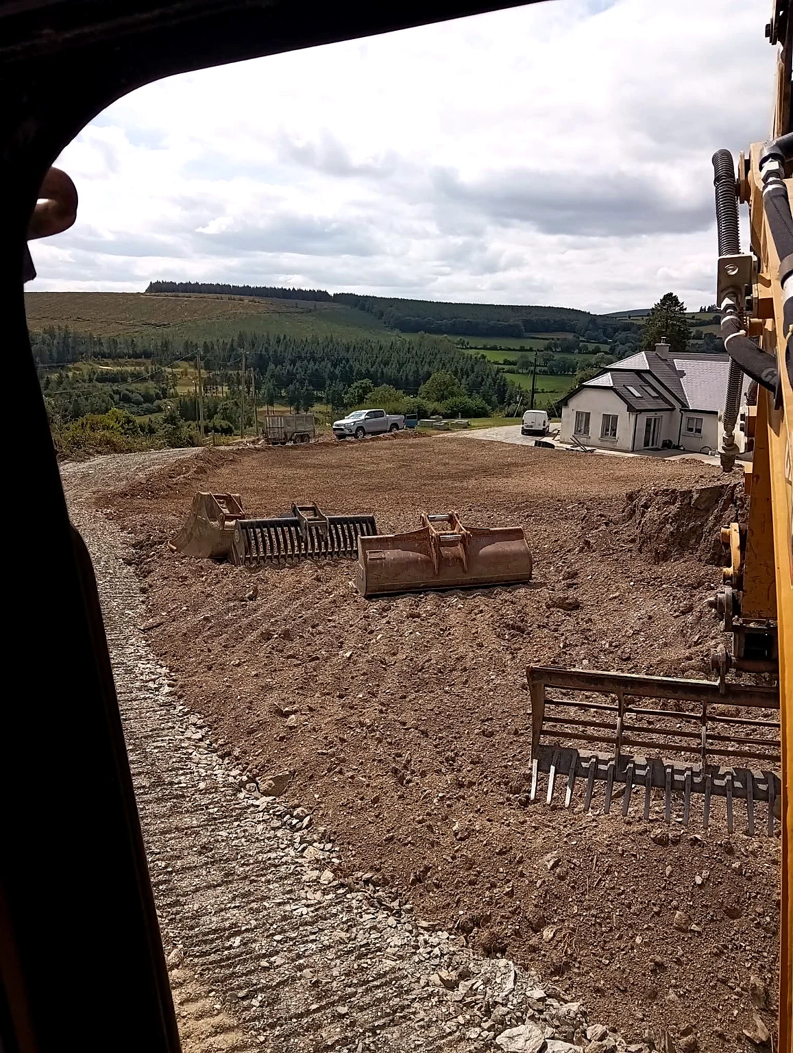 Prepared groundworks area overlooking the Irish countryside