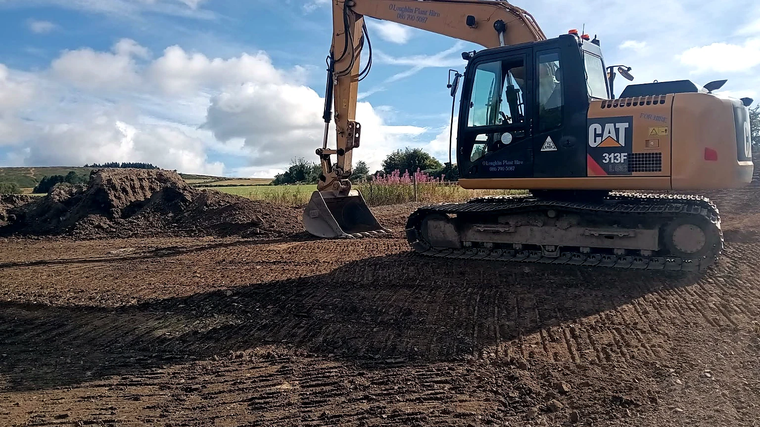 O'Loughlin Plant Hire excavator on a prepared earthworks site