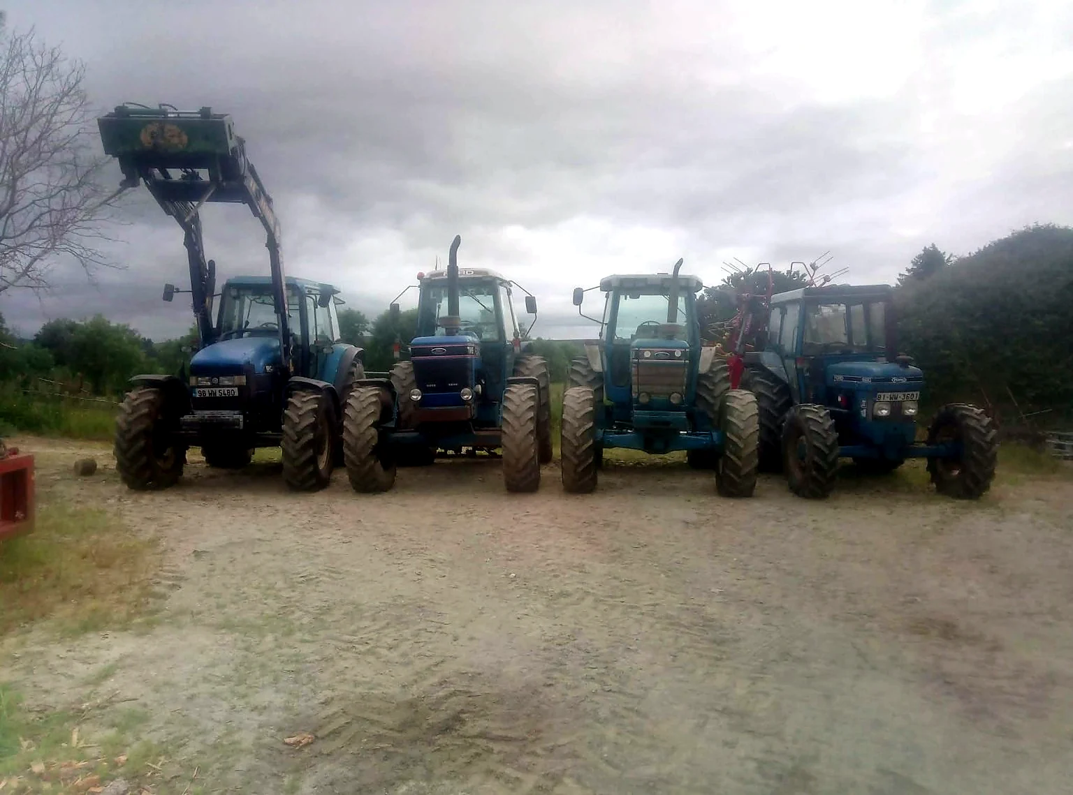 Line-up of tractors and plant machinery